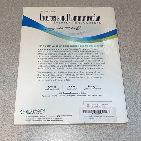 Julia T Wood Interpersonal Communication Everyday Encounters 7th Ed Paperback - Picture 2 of 4